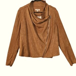 ee:some Women's Brown Faux Suede Asymmetrical Jacket Size L